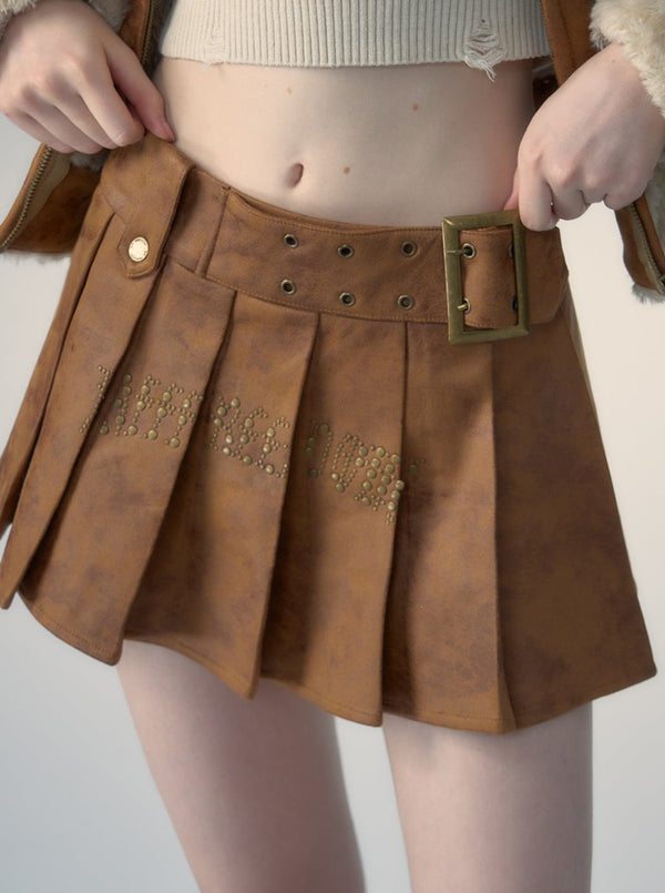 Maillard Retro Hot Diamond Suede College Skirt