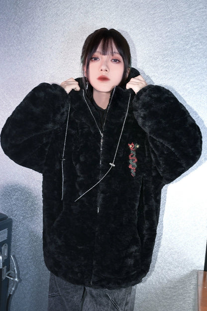 Fur cat ear hood outerwear