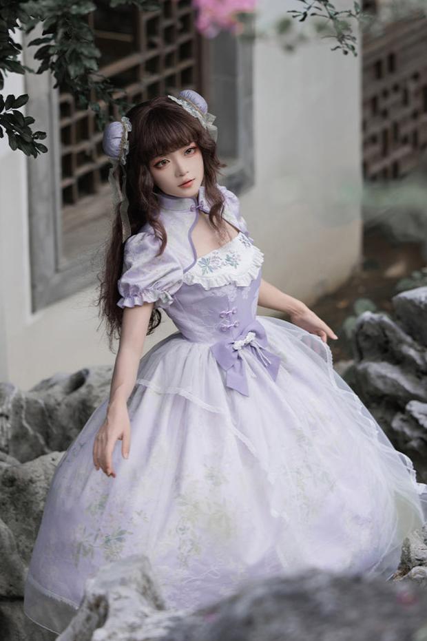 Retro China Flower Purple Lolita Dress Belchic