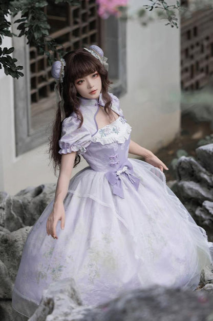 Retro China Flower Purple Lolita Dress