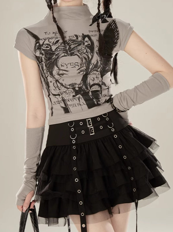 Black Punk Mesh Skirt