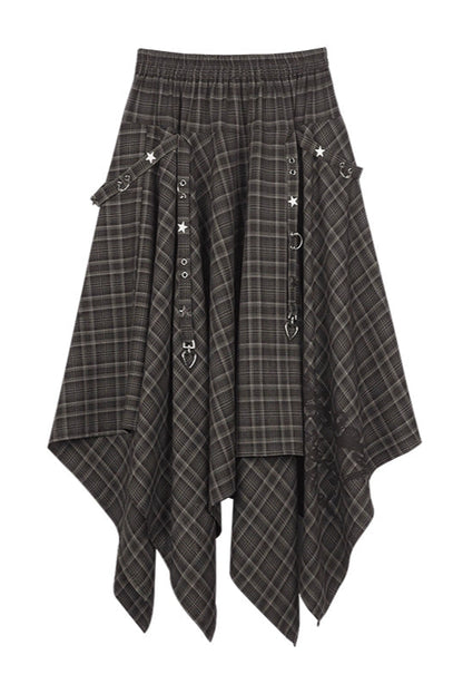 ナイトモードアシメチェックスカート