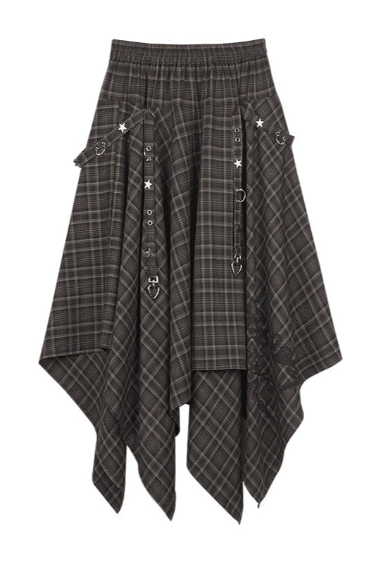 ナイトモードアシメチェックスカート