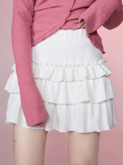 Sweet girly pure white cake skirt