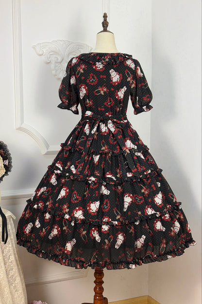 [Pre-order Deadline: January 31] Forest Berry Rabbit Series Daily Puff Sleeve Dress
