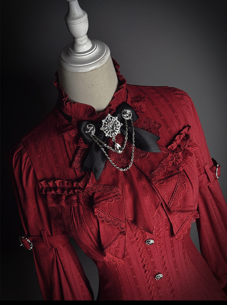 【2月23日予約締切】ドーンブレイカーゴシックフリルスタンドカラージャカードリボンシャツ