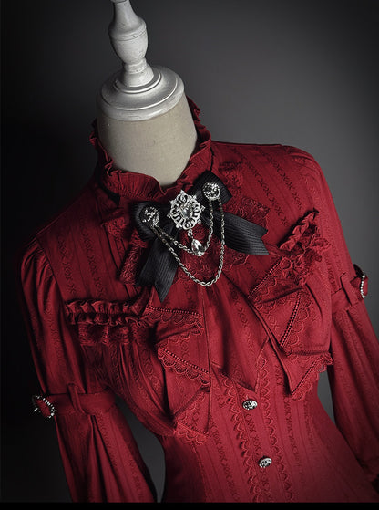 【2月23日予約締切】ドーンブレイカーゴシックフリルスタンドカラージャカードリボンシャツ