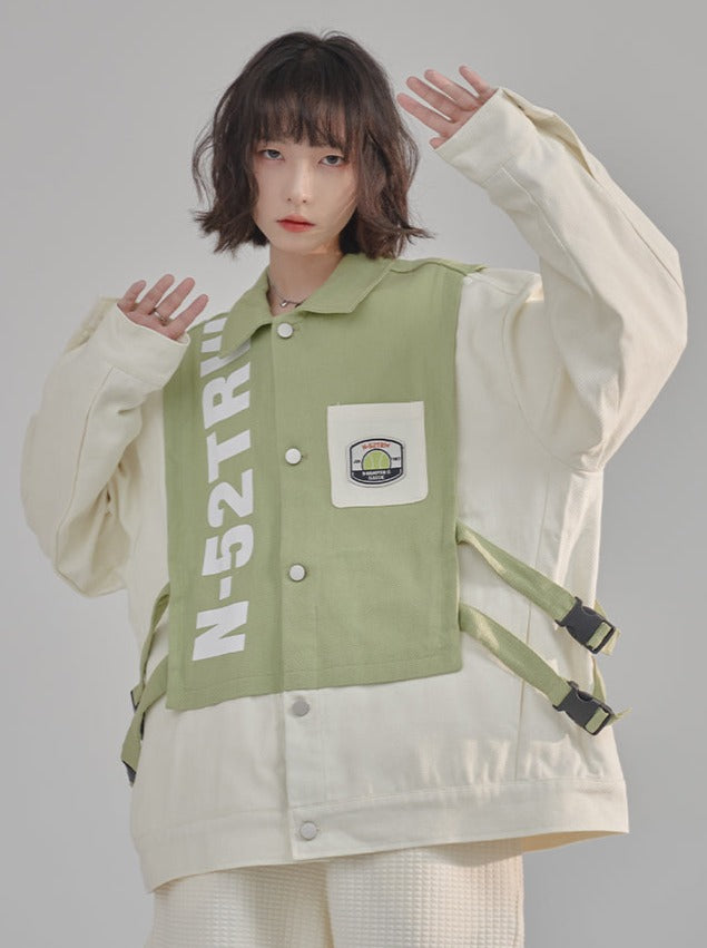 Logo faux two-piece jacket