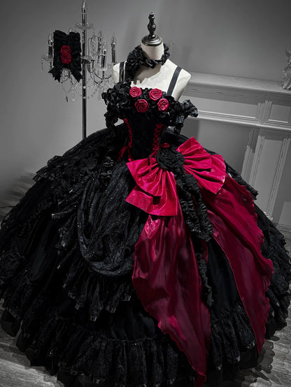 [Pre-order] Gothic Rose Wedding Lolita Gorgeous Tiered Corset JKS Dress