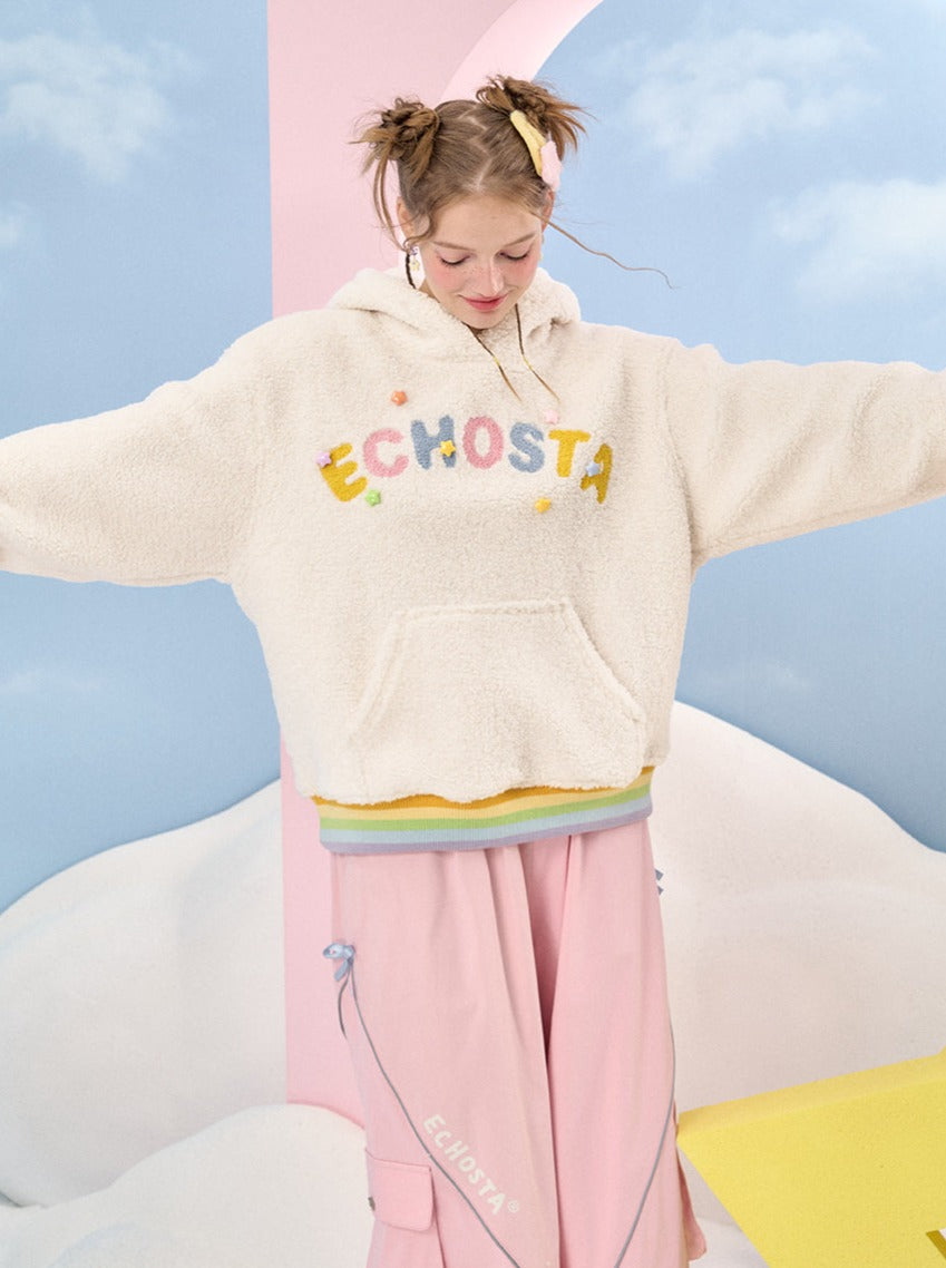 Logo Star Rainbow Hooded Boa Hoodie