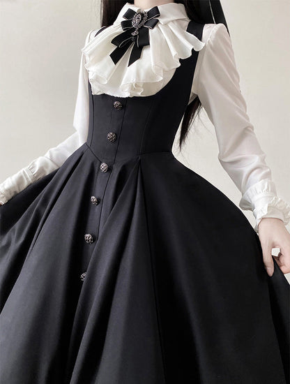 [Précommande jusqu'au 28 novembre] Sombre Night Poem Élégante chemise blanche foncée, robe, veste + Ensemble complet + Accessoires