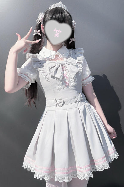 [Vorbestellartikel] Girly-Jirai-Kleid mit Perlen und Spitze