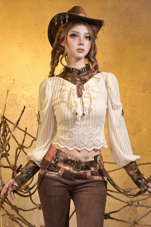Steampunk Leather Collar Top