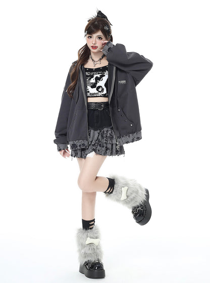 Cat Ear Subculture Sweet Cool Broken Hole Loose Hoodie Jacket