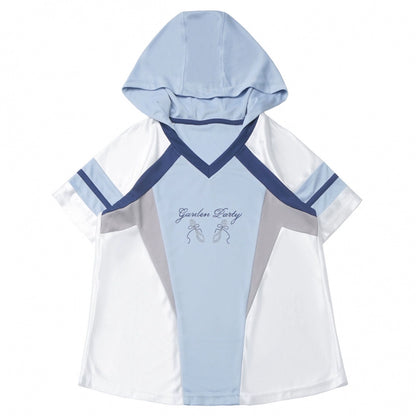 Blue Jersey Design Top + Ruffle Skirt + Hooded Top