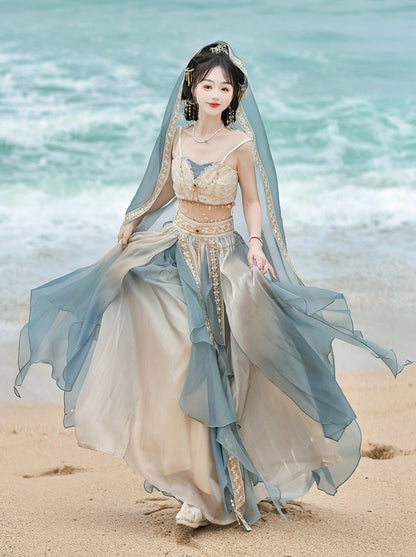 Arabian Night China Exotic Top Skirt Veil Set