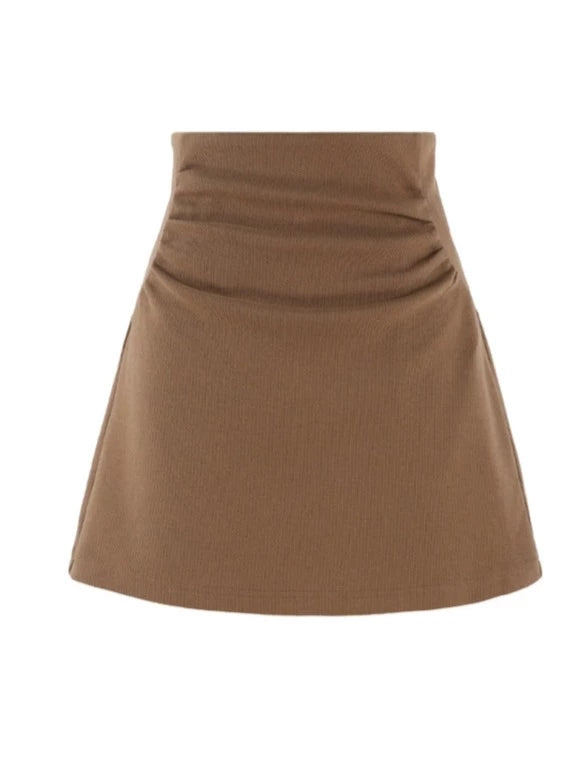 Ruffle Pullover Sweatshirt + High Waist Skirt