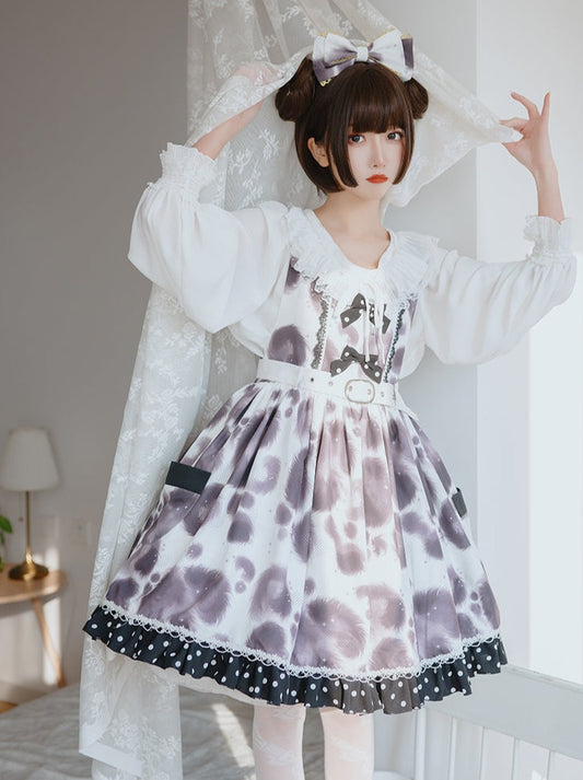 Robe Lolita volumineuse à pois léopard
