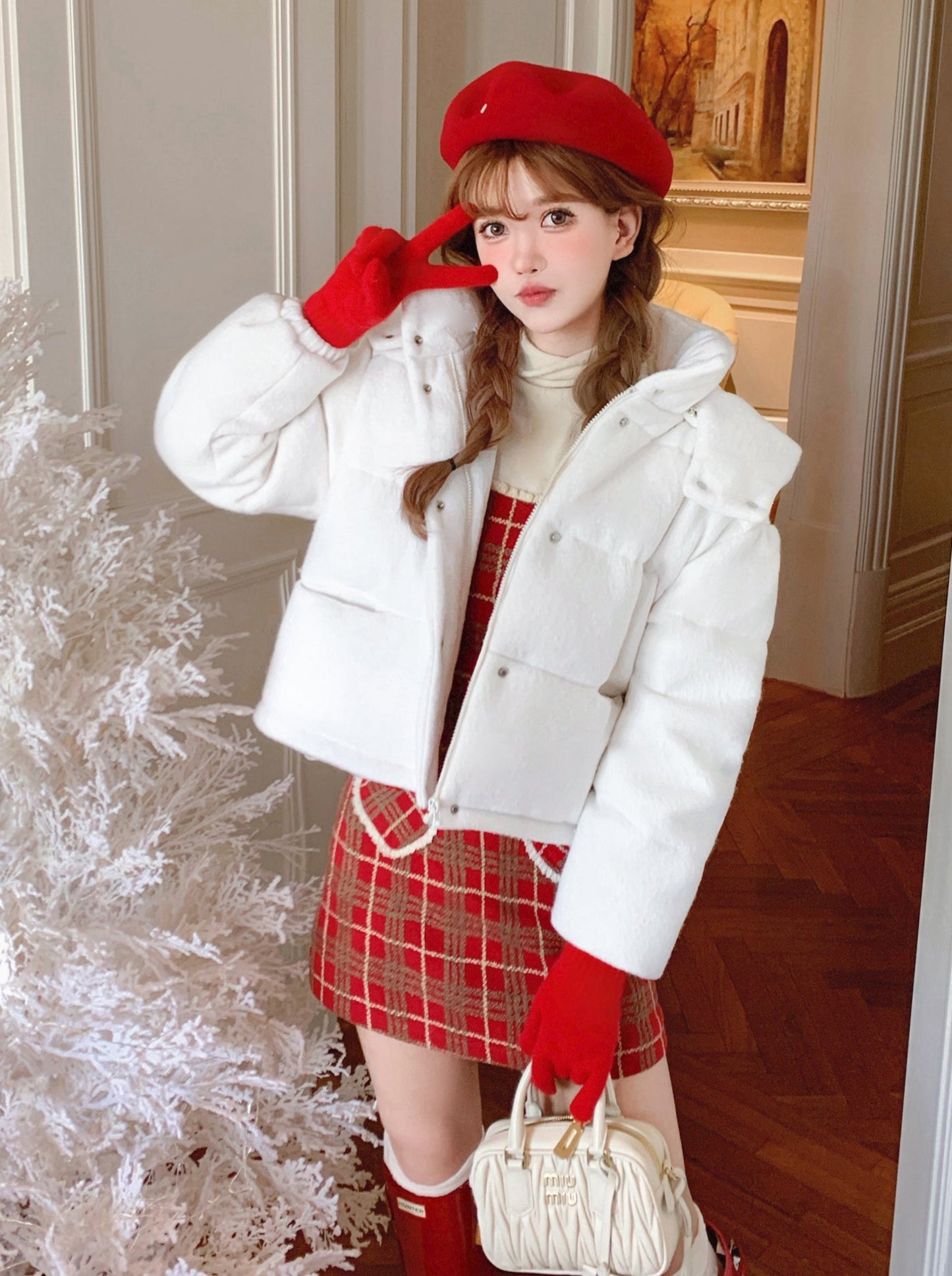 Holiday Doll Sweet Breast Red Check One Piece