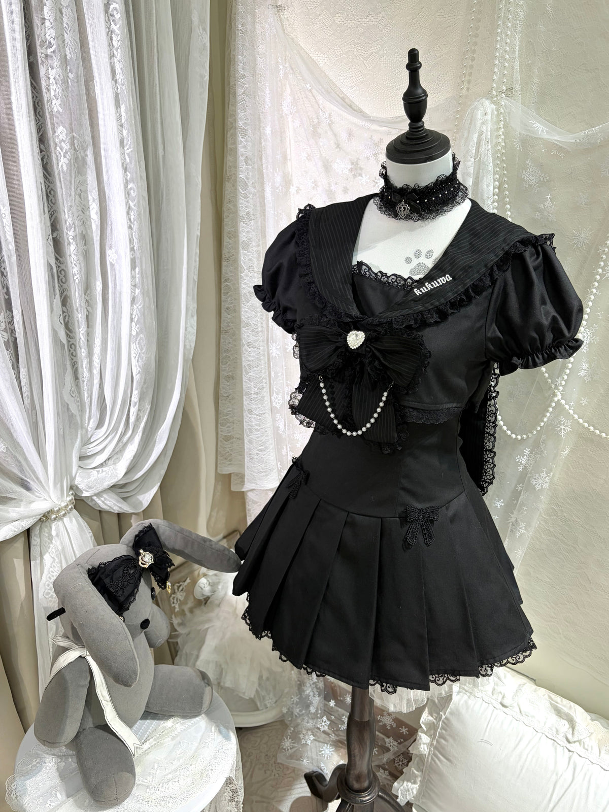 Sweet Gothic Sailor Lace Dress