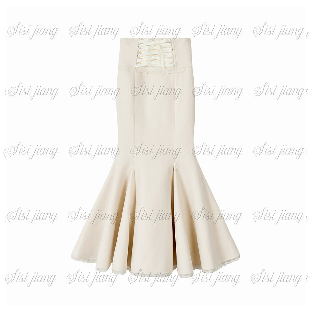 Elegant off-the-shoulder knit + mermaid skirt