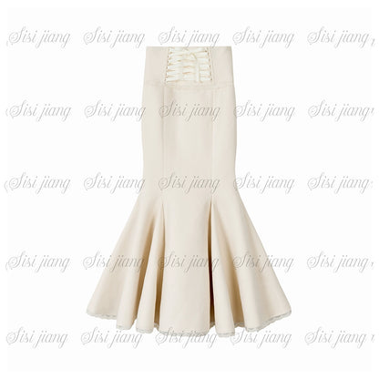 Elegant off-the-shoulder knit + mermaid skirt