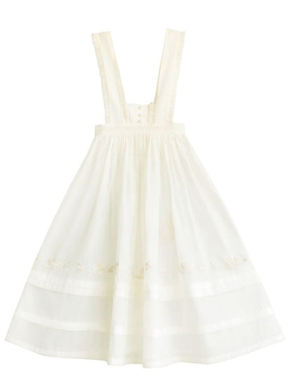 Fairy Embroidery Sailor Collar Dress + Natural Color Rose Tulle Over Skirt + Belt