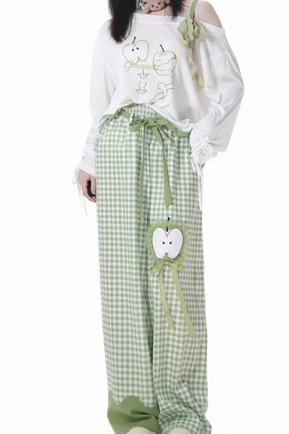 Blue Apple Vibe Top + Suspender Skirt + Wide Pants