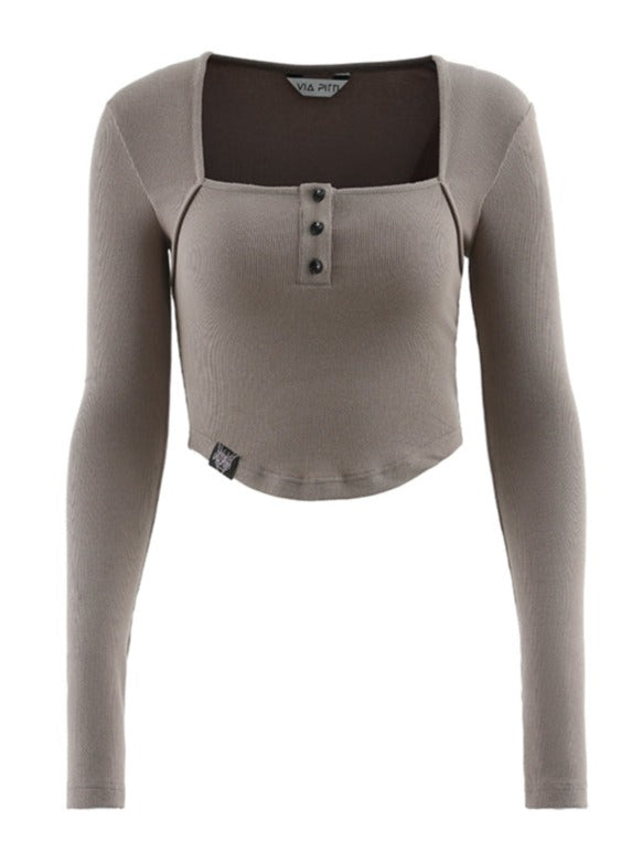 タイトリブショートスリムY2Kトップス