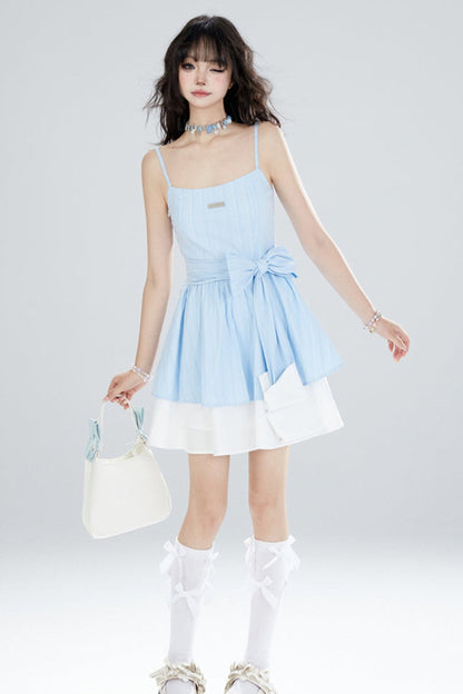 Summer Race Up Bow A-Line Dress