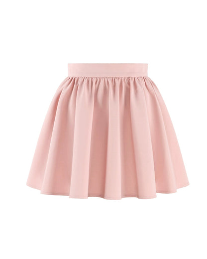 Pink Square Neck Puff Sleeve Top + Flare Skirt
