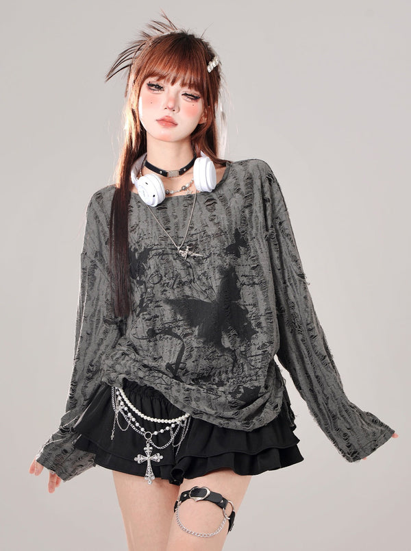 Butterfly Dark Side Shirring Top