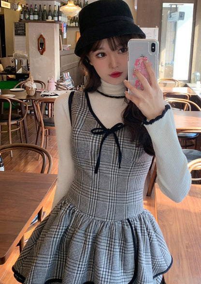 French Check Gray Dress