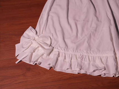 [November 15 Reservation Deadline] White Doll Style Front & Back Two-Way Ruffle Ribbon Lolita Dress (Short/Long) + Matching Shorts (Short/Long) + BB Hat