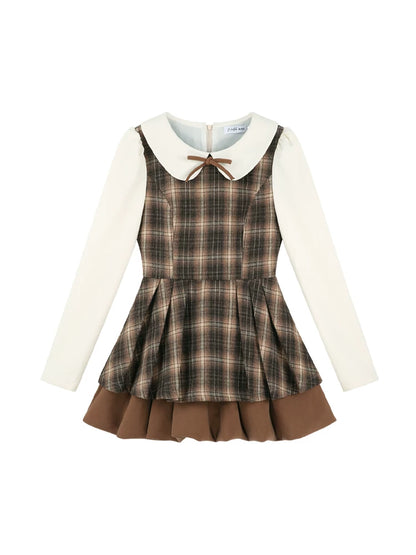 Khaki Plaid Bubble Dress