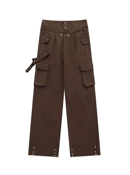 American Retro Flap Waist Straight Cargo Pants