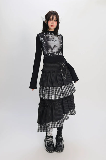 ティアードアシメチェックスカート