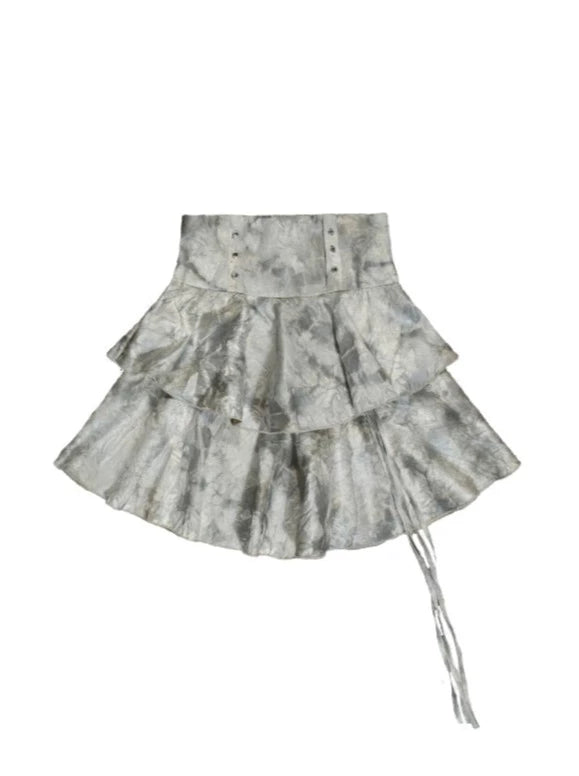 Punk Street Tie-Dye Print High Waist Skirt