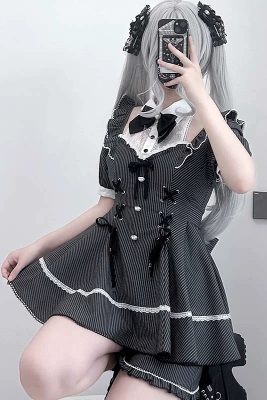 Striped ribbon mine top + ruffle pants