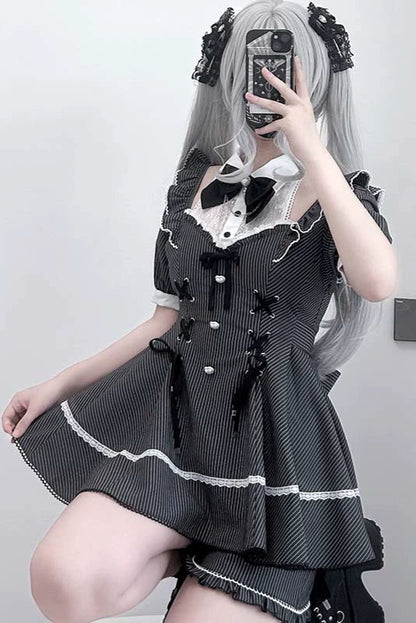 Striped ribbon mine top + ruffle pants