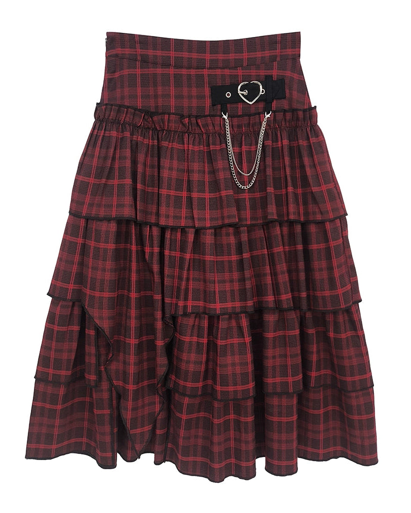 チェックティアードスリットスカート