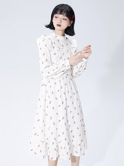 Strawberry Design Pure White Dress