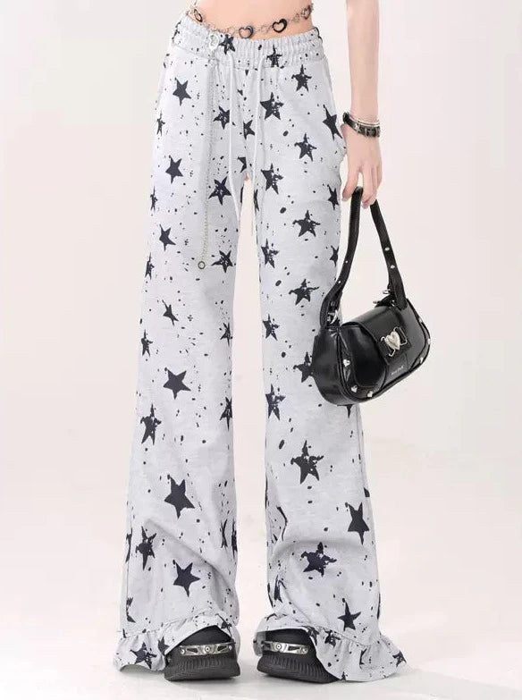 Lazy Casual Star Flared Pants