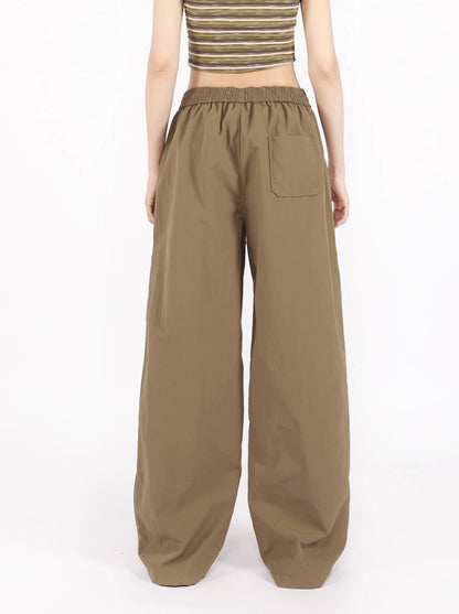 American retro casual sports parachute wide leg pants