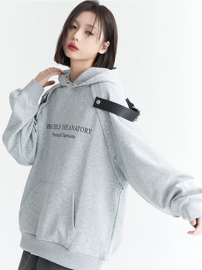 Shoulder strap hoodie sweatshirt