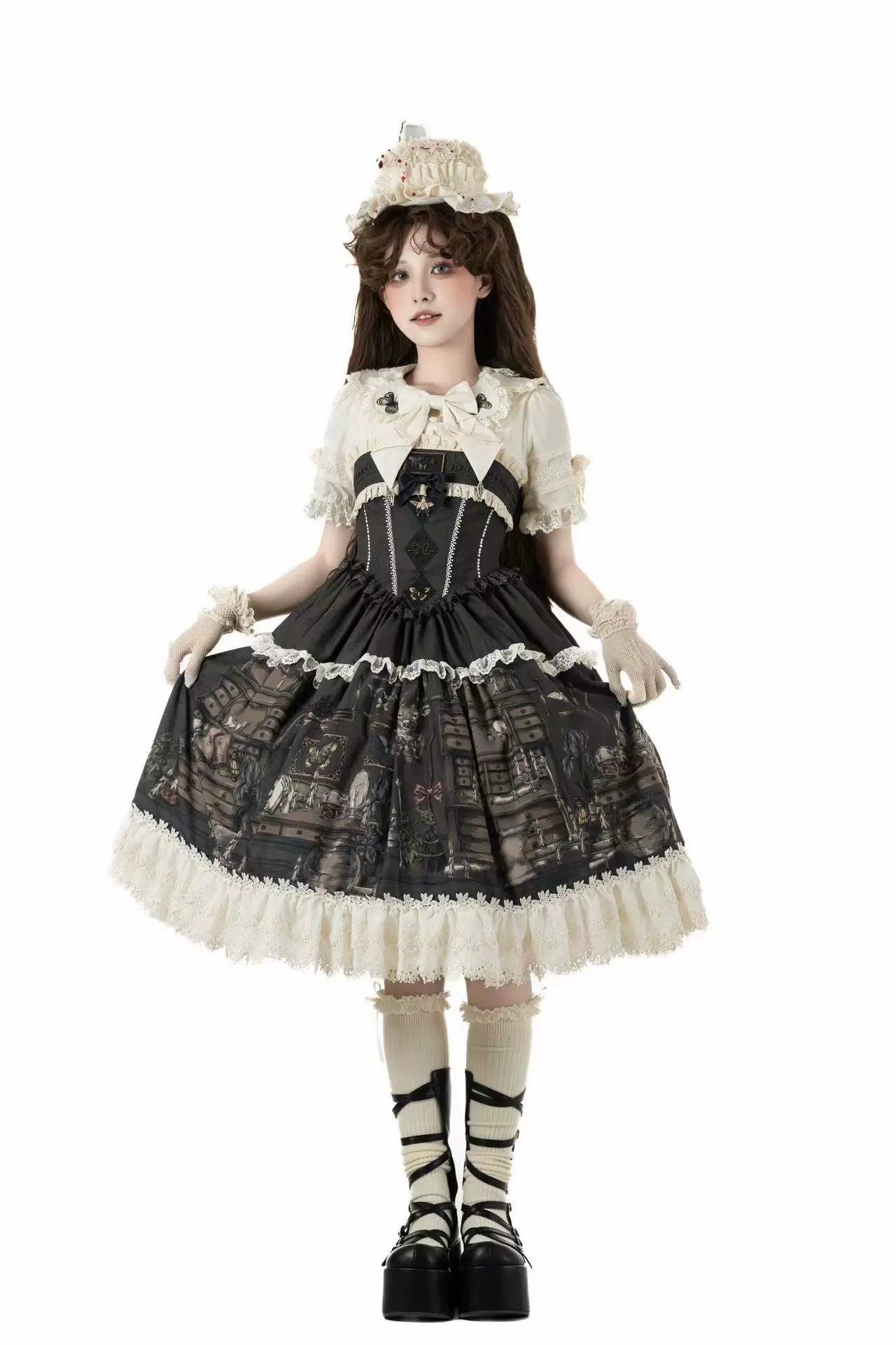 スペルコレクションルームステッチフェイクツーピースドレス