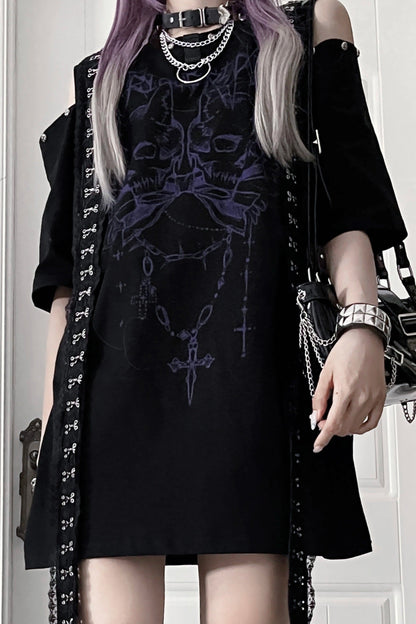 Sleepwalking Double-Skull Off-Shoulder Tops