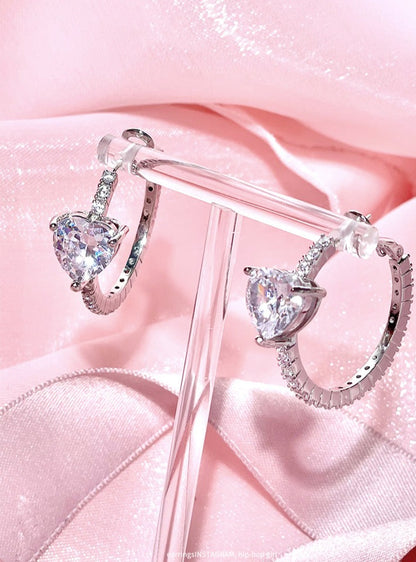 Princess Silver Heart Earrings & Earrings