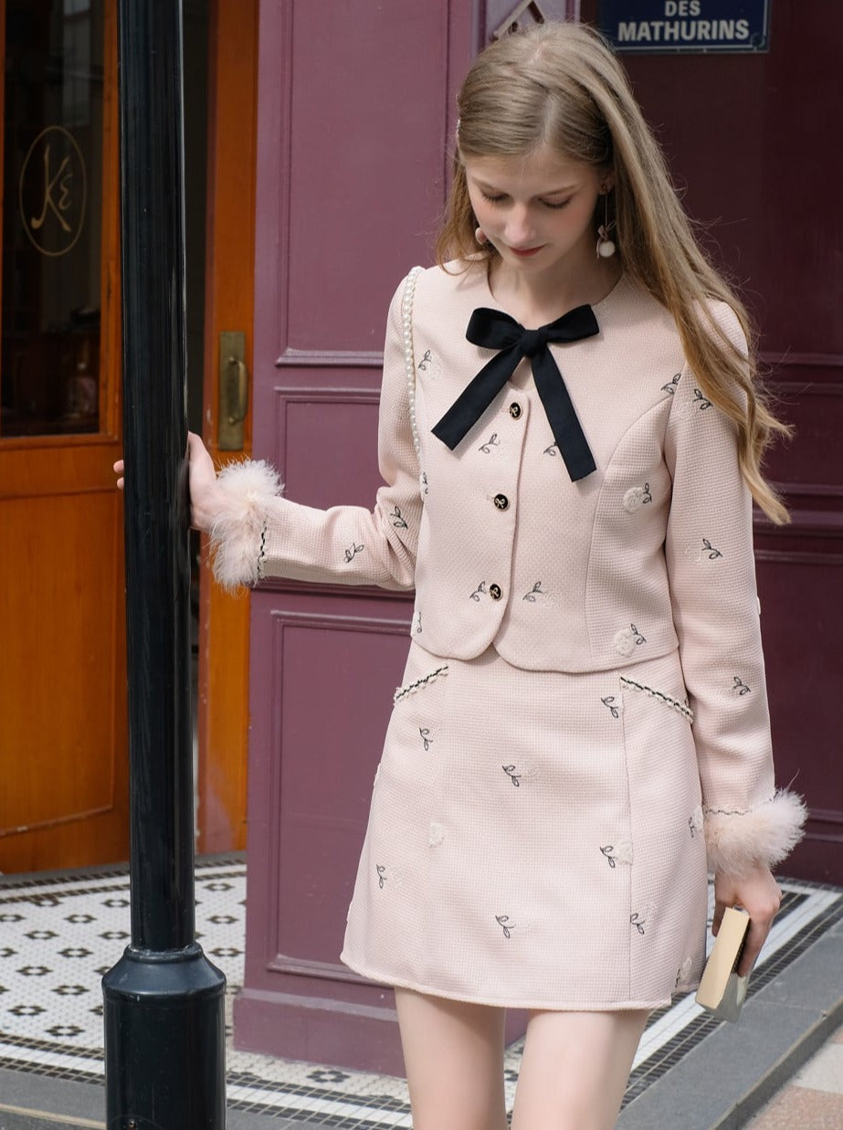 Queen Paris Diary French Ribbon Rose Jacket + Rose Skirt