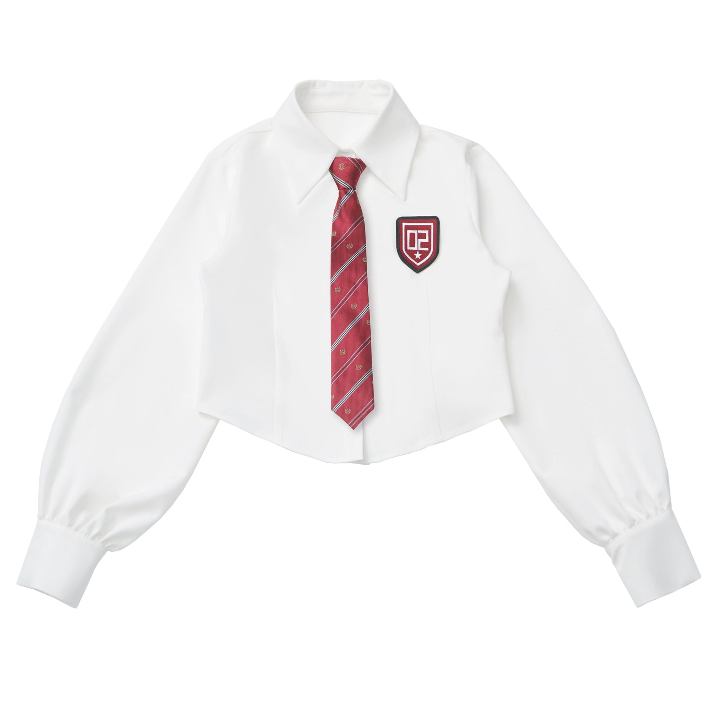 バイカージャケット+ネクタイ付きシャツ+スカート+ベルト